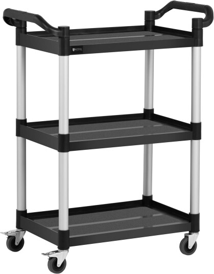 Royal Catering Service Cart - 3 shelves - 63 x 40 cm - 90 kg - black 10011719 Royal Catering Service Cart - 3 shelves - 63 x 40 cm - 90 kg - black 10011719