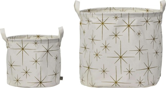 Stars Oppbevaringskurv 2-pk, Off-white / Gull