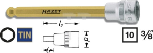 Hazet 8801Kk-7, 1 Stykker, 76,2 / 8 Mm (3 / 8"), Stål, 11,6 Cm, 73 G