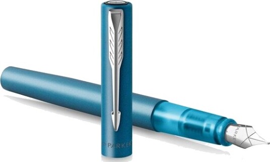 Parker Vector XL Fountain Pen  Metallic Teal Lacquer on Brass  Medium Nib with Blå Ink Refill  Gift Box