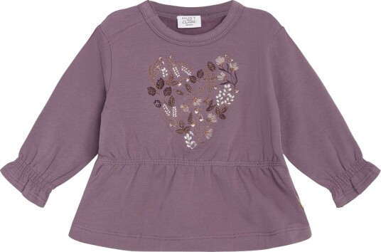 Hust and Claire Collegegenser Sara Dark Plum m. Blomster Hust and Claire 1 år 80 Collegegenser Lilla