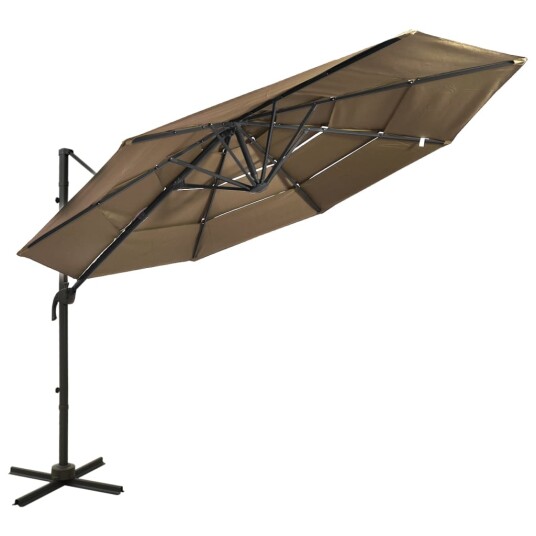 vidaXL Parasoll med aluminiumsstang 4 nivåer 3x3 m gråbrun