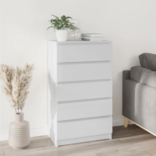 Kommode høyglans hvit 60x36x103 cm konstruert tre 8720845679255