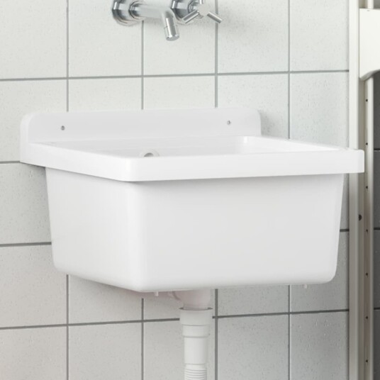 Veggmontert servant hvit 40x40x24 cm harpiks