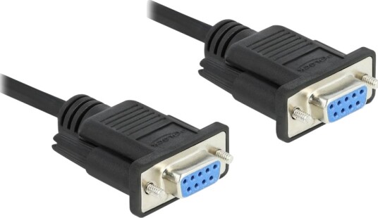 Delock Seriell Kabel Db 9 Hunn Til Db 9 Hunn 2 M Tommelskruer Gullglimtkontakter Svart