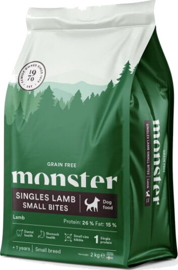 Monster Pet Food Hundefôr 12 kg Uten Korn Lam Små Biter for Voksne