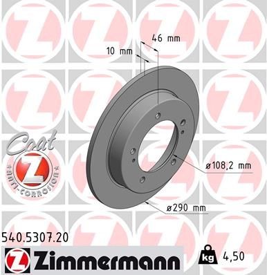 Bremseskive ZIMMERMANN 540.5307.20 Bremseskive ZIMMERMANN 540.5307.20