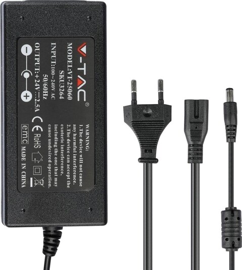 V Tac 60W Led Strømforsyning 24V 2.5A Ip44 V Tac 60W Led Strømforsyning 24V 2.5A Ip44