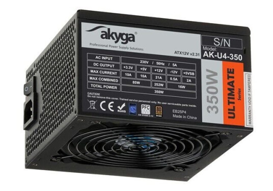 Akyga Ultimate Series Strømforsyning (PSU) - 350 Watt - 120 mm - 80 Plus Bronze sertifisert