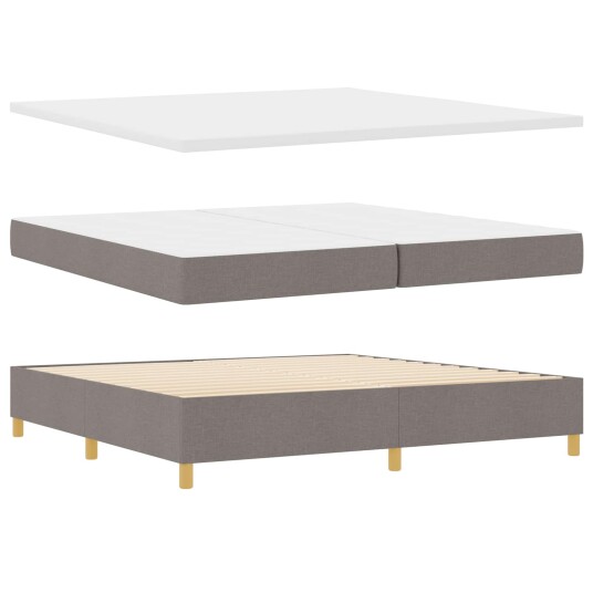  Box Spring Seng med Madrass Taupe 200x200 cm Stoff