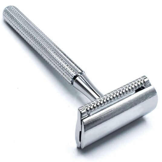 Parker Shaving Unisex Textured Long Handle Three Piece Safety Razor With New Head Parker Shaving Unisex Textured Long Handle Three Piece Safety Razor With New Head