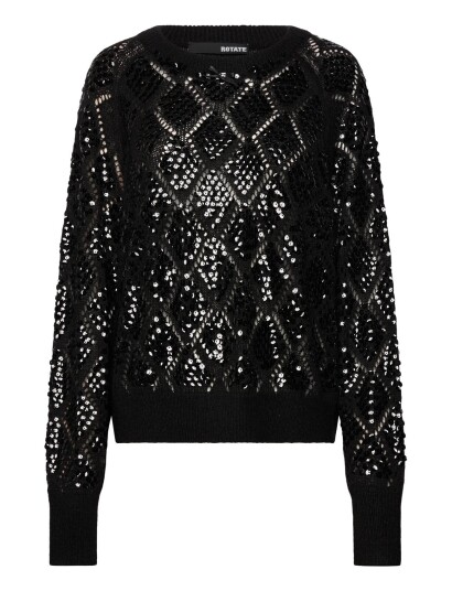 ROTATE Birger Christensen Sequin Knit Jumper Black 34 ROTATE Birger Christensen Sequin Knit Jumper Black 34