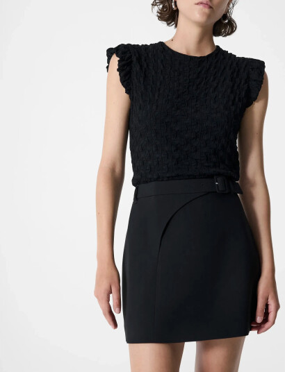 French Connection Azra Twill Mini Skirt   Black   42