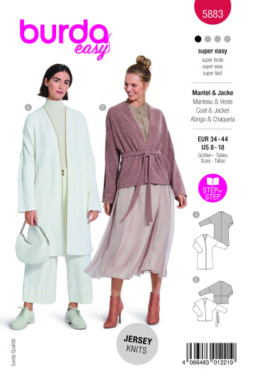 Burda 5883 - Jakke EUR: 34-44, US: 8-18