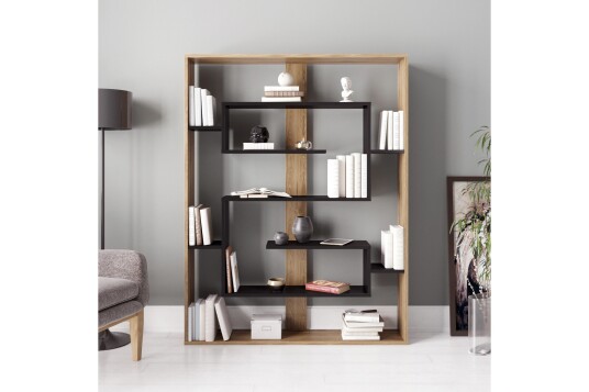 Bokhylle Arslev 120 cm   Svart|Eik