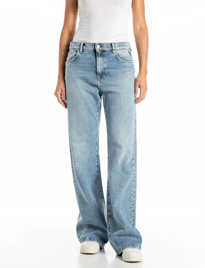 Replay Becka Trousers Mid Waist Flared Original - Blue - 29 x 30