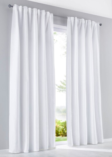 bonprix Ensfarget mikrofibergardin (2 pack) 3 (H/B: 225/140 cm),4 (H/B: 245/140 cm),1 (H/B: 145/140 cm) hvit