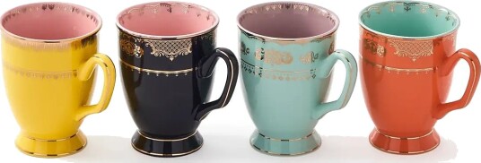POLSPOTTEN Mug Grandpa Set 4   Multi/patterned   Ø8.5X H9CM