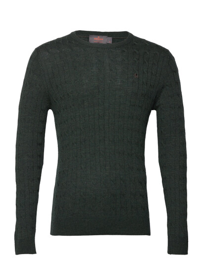 Morris Merino Cable Oneck - Green - XXL
