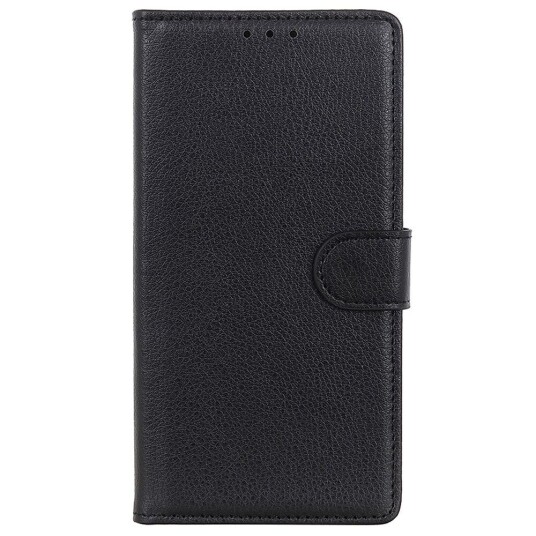 INCOVER Samsung Galaxy S22 Ultra PU Litchi Skin Flip Deksel med Lommebok - Svart