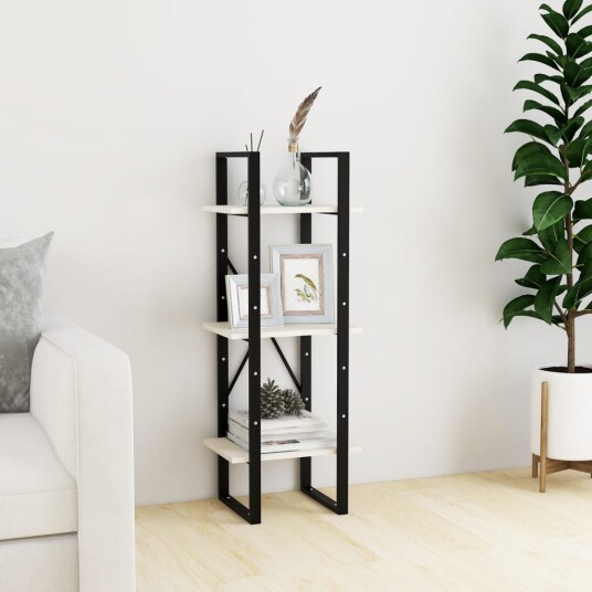 vidaXL Bokhylle 3 niv?er hvit 40x30x105 cm heltre furu