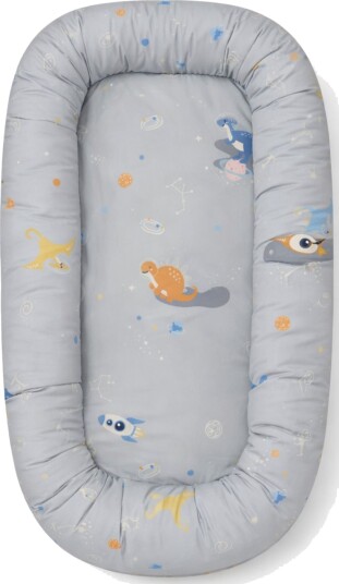 Babynest 86x46x14,5 cm Grå Med Romdinosaur Babynest 86x46x14,5 cm Grå Med Romdinosaur