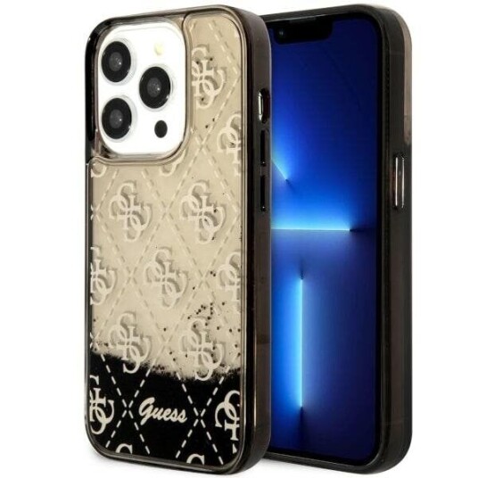 Guess iPhone 14 Pro Deksel 6,1" Hardt med Flytende Glitter svart