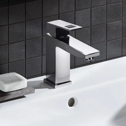 Grohe Eurocube servantbatteri Uten bunnventil med EcoJoy, Krom Grohe Eurocube servantbatteri Uten bunnventil med EcoJoy, Krom