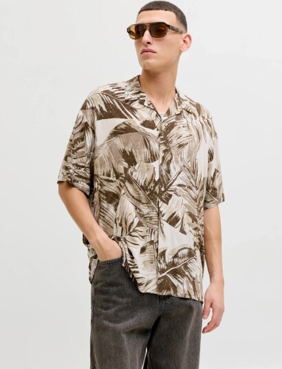 Jack & Jones Jjejeff Resort Aop Shirt S/S Ln Brown XL