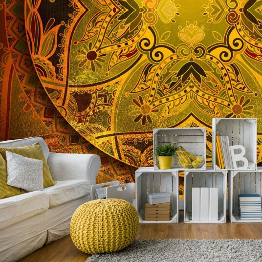 Fototapet Mandala Golden Poem 200x140 - Finnes i flere størrelser