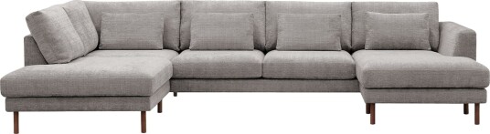Florenz 4 seters Venstrevendt U formet Sofa med Divan og Sjeselong i Chenille   Lys grå