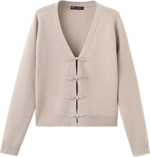 Mango Toggle Knit Cardigan Beige M