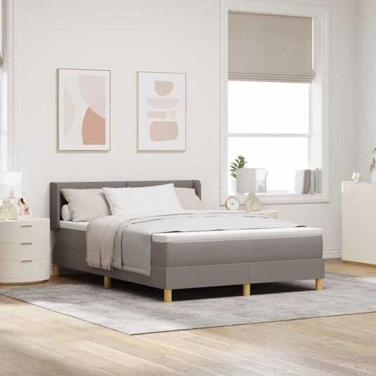  BoxSpring Seng med Madrass Taupe 140x200 cm Stoff