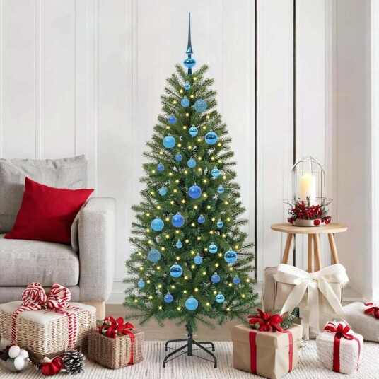  Kunstig juletre med 150 LED med stativ grønn 150 cm PE og PVC