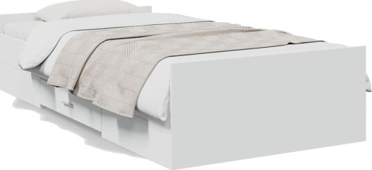 Sengeramme med skuffer hvit 75x190 cm konstruert tre 8721102620027
