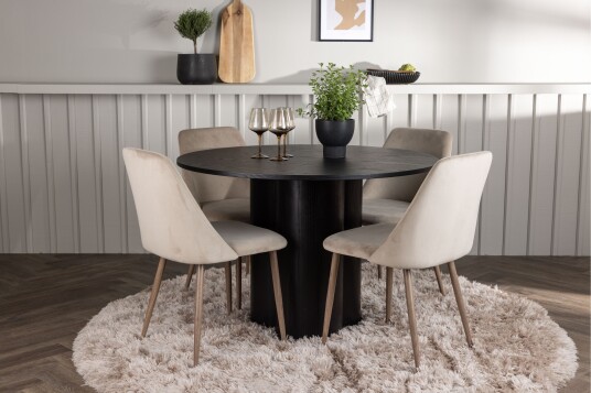 Venture Home Olivia Matgruppe 110 cm Rund med 4 Night Stoler Sort
