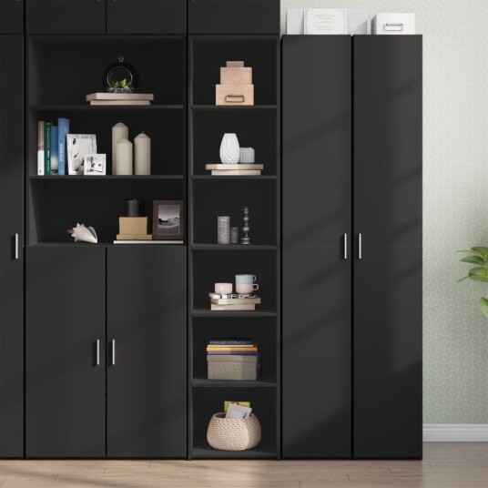 Highboard svart 40x41x185 cm konstruert tre