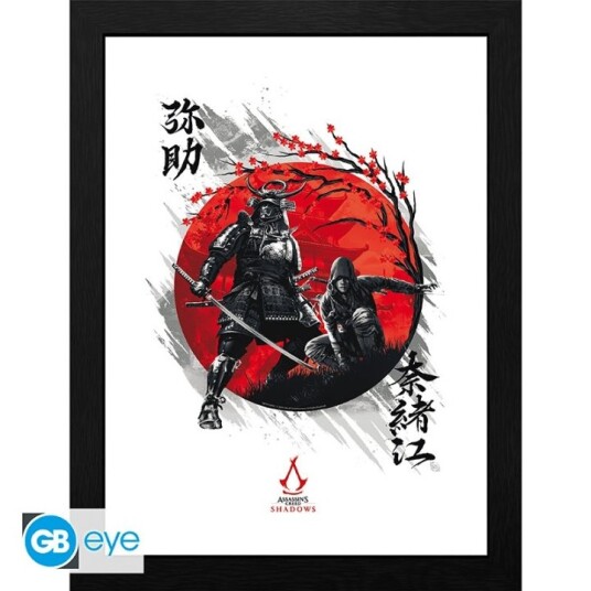 Abysse ASSASSIN"S CREED Innrammet trykk Skygger Yasuke og Naoe 30x40 x2