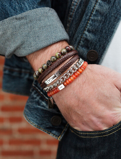 edd. Leather Bracelet Double Brown M 20 cm edd. Leather Bracelet Double Brown M 20 cm
