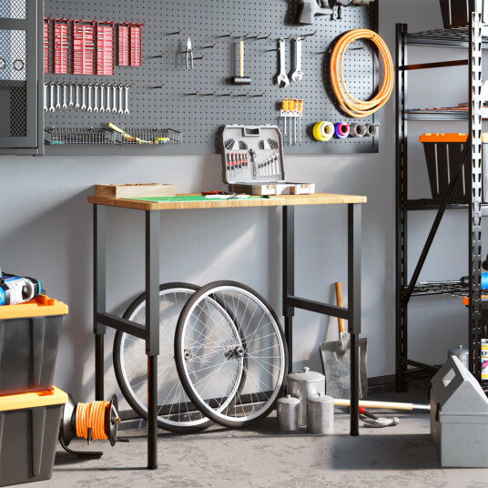  Arbeidsbenk lysebrun 100x60x 71,5-98  cm heltre eik rektangulær