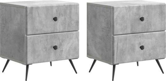  Nattbordskap 2 pcs Betonggrå 43 x 34,5 x 47,5 cm Konstruert tre