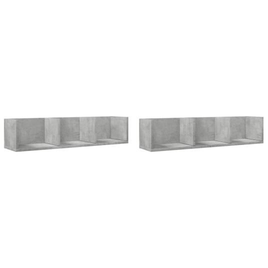 Veggskap 2 stk betonggrå 75x18x16,5 cm konstruert tre