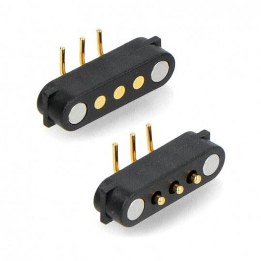 Magnetisk tilkobling rett vinkel pogo kontakt med tre kontaktpinner Adafruit 5360