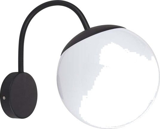 V Tac E27 vegglampe med hvit kule   Sort IP44 utendørs Ø20cm uten lyskilde