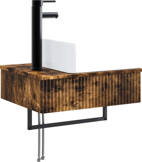 Vegghengt vask Røkt Eik 50 x 41 x 39 cm Konstruert tre Vegghengt vask Røkt Eik 50 x 41 x 39 cm Konstruert tre