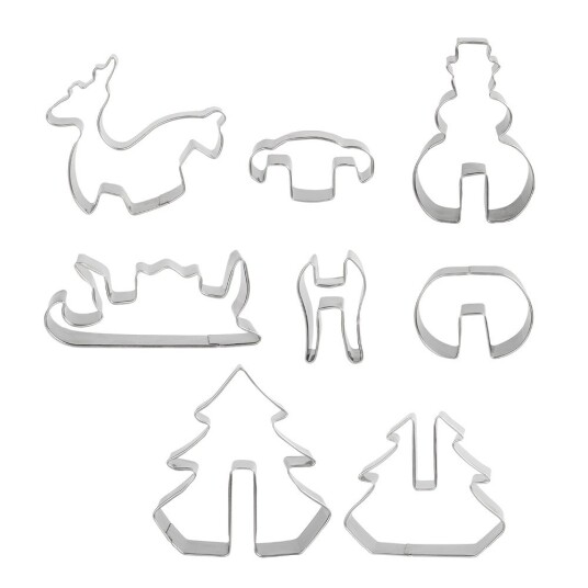 Iloleipuri Pepperkakeformer 3D figurer vintermotiv rustfritt stål