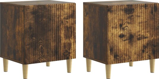  Nattbordskap 2 pcs Røkt Eik 43 x 34,5 x 50 cm Konstruert tre