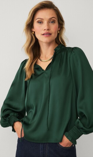 Ellos Collection Bluse med volanger Grønn