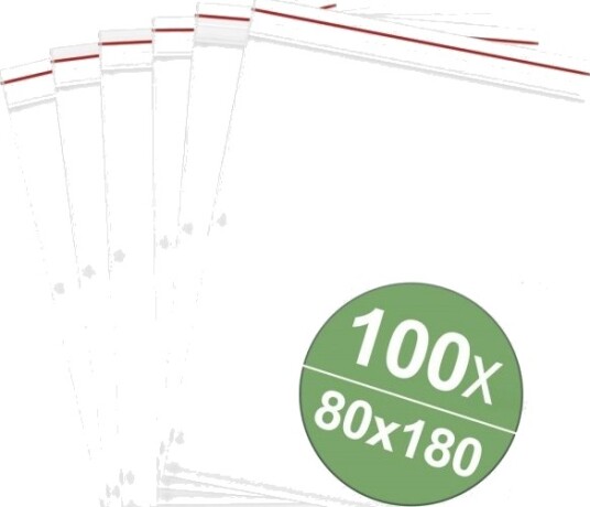 Lukke /Trykklokkepose Uten Tekstetiketter 80 X 180 Mm Transparent Polyetylen 100 Stk.