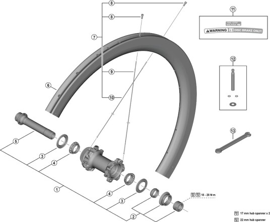 Shimano Dura Ace aksel enhet til forhjul modell WH-R9270-C50-TU-F